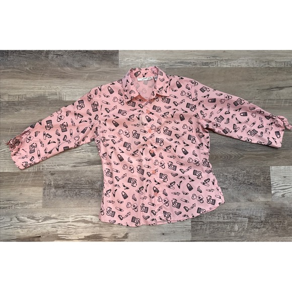 angelique Tops - Angelique Vintage Pink Rockabilly Top 90s Sunglasses Shoes Purse Bow On Arm Sz M